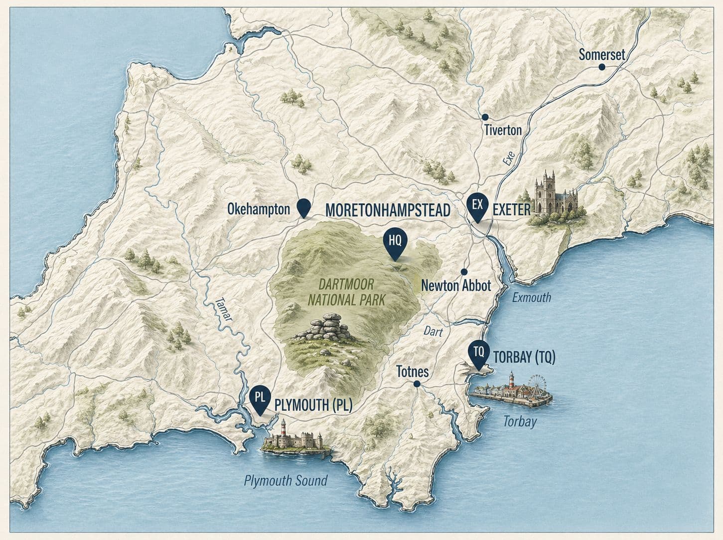 Coverage map of Devon